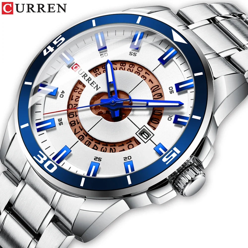 Curren - Relógio Masculino de Quartzo com Pulseira de Aço Inoxidável