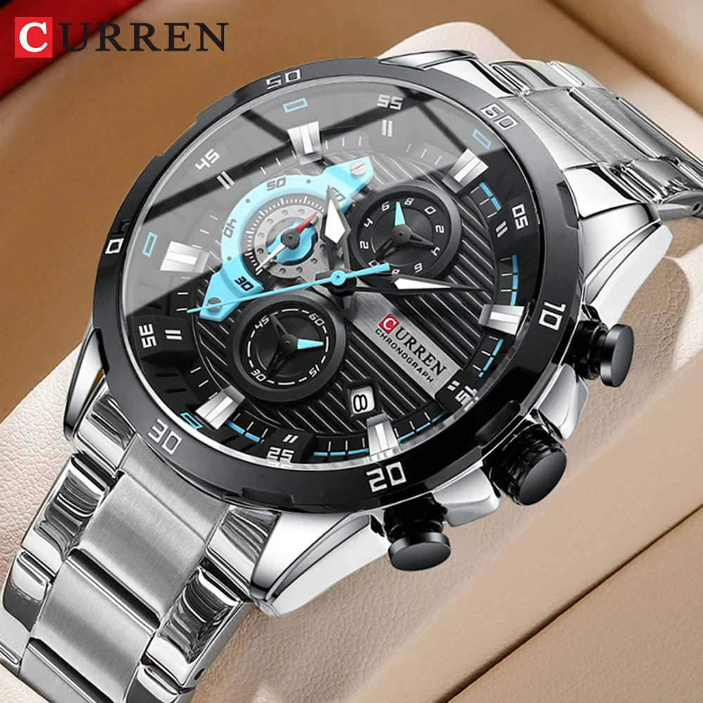 CURREN 8402 - Relógios de Aço Inoxidável para Homens
